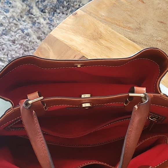 Dooney & Bourke White/Light Blue Lizard Satchel - Picture 12 of 17